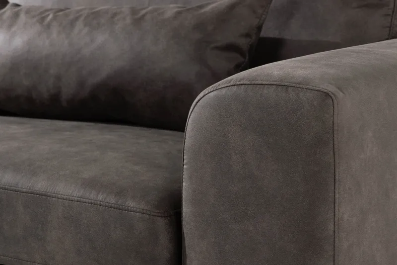 Copenhagen 4-seters Venstrevendt L-formet Sjeselongsofa i Kunstlær - Mørk grå - Møbler - Sofaer - Sofa med sjeselong