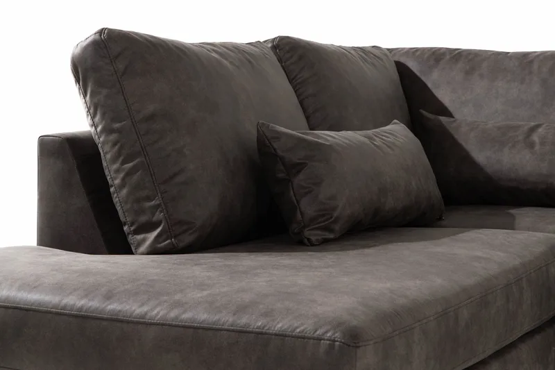 Copenhagen 4-seters Venstrevendt L-formet Sjeselongsofa i Kunstlær - Mørk grå - Møbler - Sofaer - Sofa med sjeselong