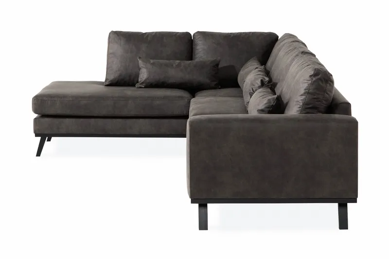 Copenhagen 4-seters Venstrevendt L-formet Sjeselongsofa i Kunstlær - Mørk grå - Møbler - Sofaer - Sofa med sjeselong