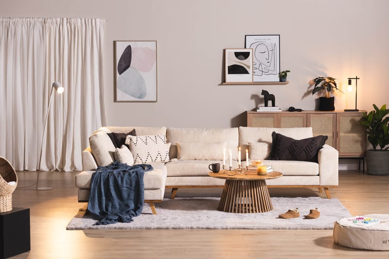 Copenhagen 4-seters Venstrevendt L-formet Sjeselongsofa i Manchester - Beige - Møbler - Sofaer - Sofa med sjeselong
