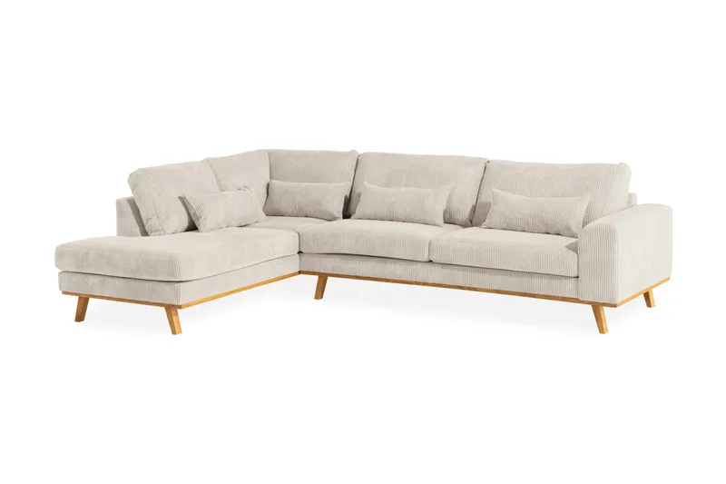 Copenhagen 4-seters Venstrevendt L-formet Sjeselongsofa i Manchester - Beige - Møbler - Sofaer - Sofa med sjeselong