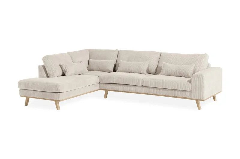 Copenhagen 4-seters Venstrevendt L-formet Sjeselongsofa i Manchester - Beige - Møbler - Sofaer - Sofa med sjeselong