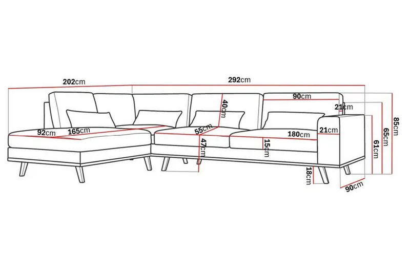 Copenhagen 4-seters Venstrevendt L-formet Sjeselongsofa i Manchester - Beige - Møbler - Sofaer - Sofa med sjeselong