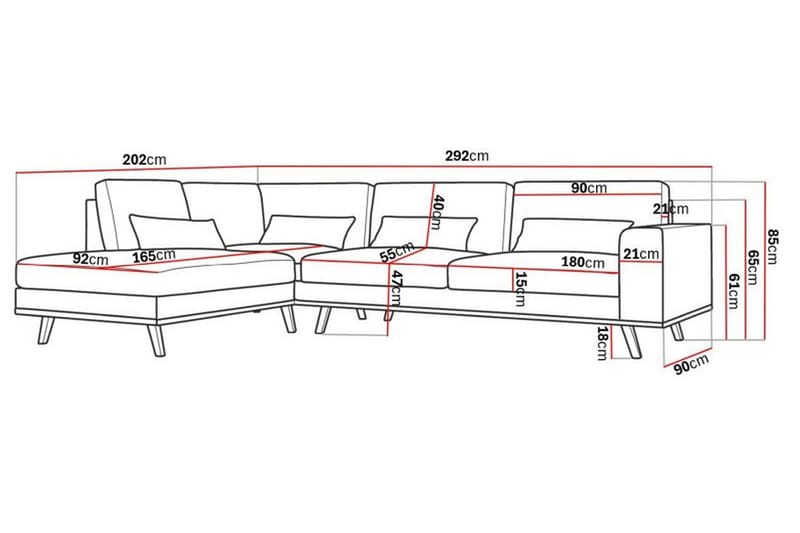 Copenhagen 4-seters Venstrevendt L-formet Sjeselongsofa i Manchester - Beige - Møbler - Sofaer - Sofa med sjeselong