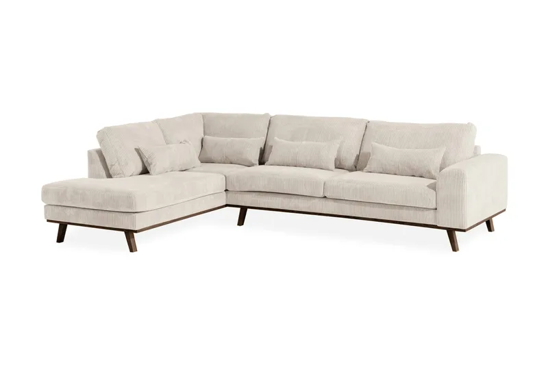 Copenhagen 4-seters Venstrevendt L-formet Sjeselongsofa i Manchester - Beige - Møbler - Sofaer - Sofa med sjeselong