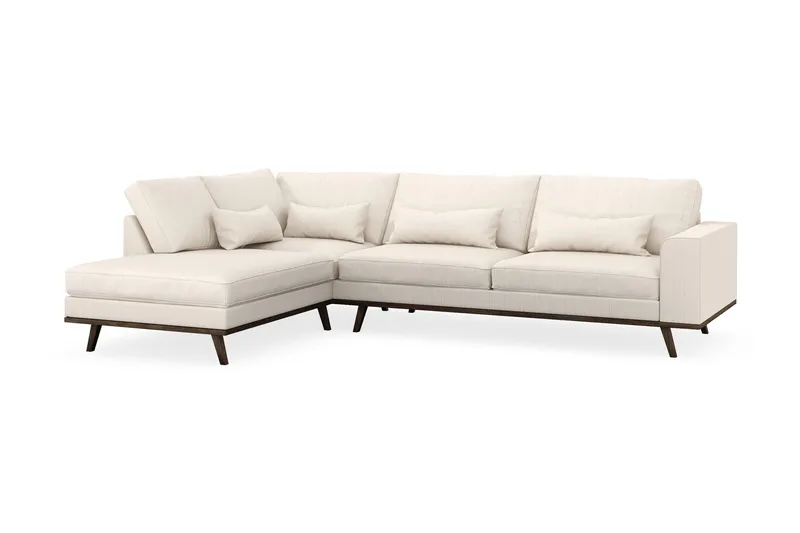 Copenhagen 4-seters Venstrevendt L-formet Sjeselongsofa i Manchester - Beige - Møbler - Sofaer - Sofa med sjeselong