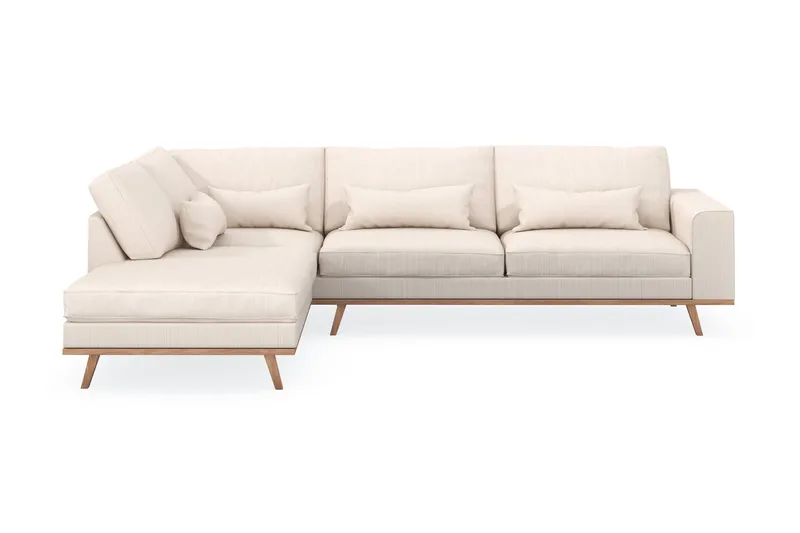 Copenhagen 4-seters Venstrevendt L-formet Sjeselongsofa i Manchester - Beige - Møbler - Sofaer - Sofa med sjeselong
