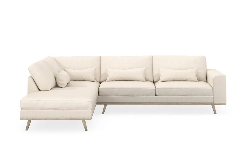 Copenhagen 4-seters Venstrevendt L-formet Sjeselongsofa i Manchester - Beige - Møbler - Sofaer - Sofa med sjeselong