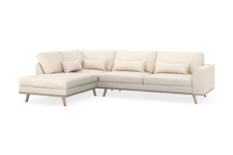 Copenhagen 4-seters Venstrevendt L-formet Sjeselongsofa i Manchester - Beige - Møbler - Sofaer - Sofa med sjeselong