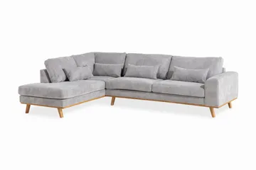Copenhagen 4-seters Venstrevendt L-formet Sjeselongsofa i Manchester - Lys grå - Møbler - Sofaer - Sofa med sjeselong