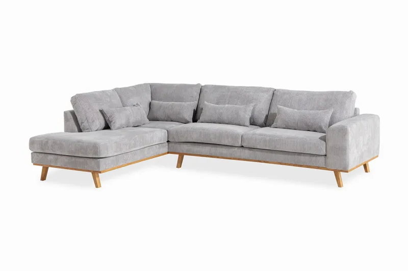 Copenhagen 4-seters Venstrevendt L-formet Sjeselongsofa i Manchester - Lys grå - Møbler - Sofaer - Sofa med sjeselong