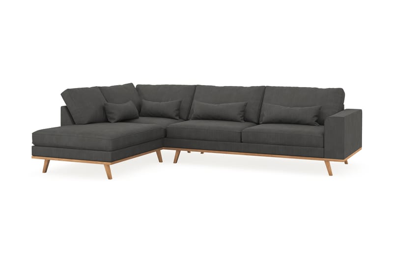 Copenhagen 4-seters Venstrevendt L-formet Sjeselongsofa i Manchester - Mørk grå - Møbler - Sofaer - Sofa med sjeselong