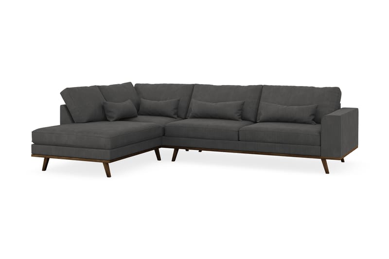 Copenhagen 4-seters Venstrevendt L-formet Sjeselongsofa i Manchester - Mørk grå - Møbler - Sofaer - Sofa med sjeselong