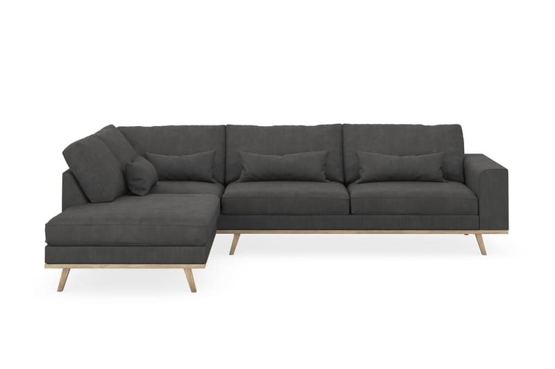 Copenhagen 4-seters Venstrevendt L-formet Sjeselongsofa i Manchester - Mørk grå - Møbler - Sofaer - Sofa med sjeselong