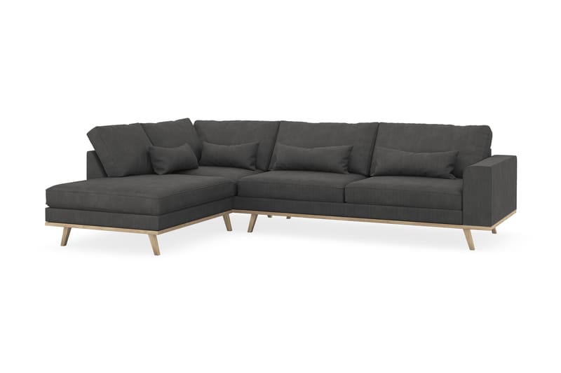 Copenhagen 4-seters Venstrevendt L-formet Sjeselongsofa i Manchester - Mørk grå - Møbler - Sofaer - Sofa med sjeselong