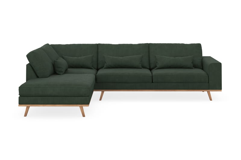 Copenhagen 4-seters Venstrevendt L-formet Sjeselongsofa i Manchester - Mørk grønn - Møbler - Sofaer - Sofa med sjeselong