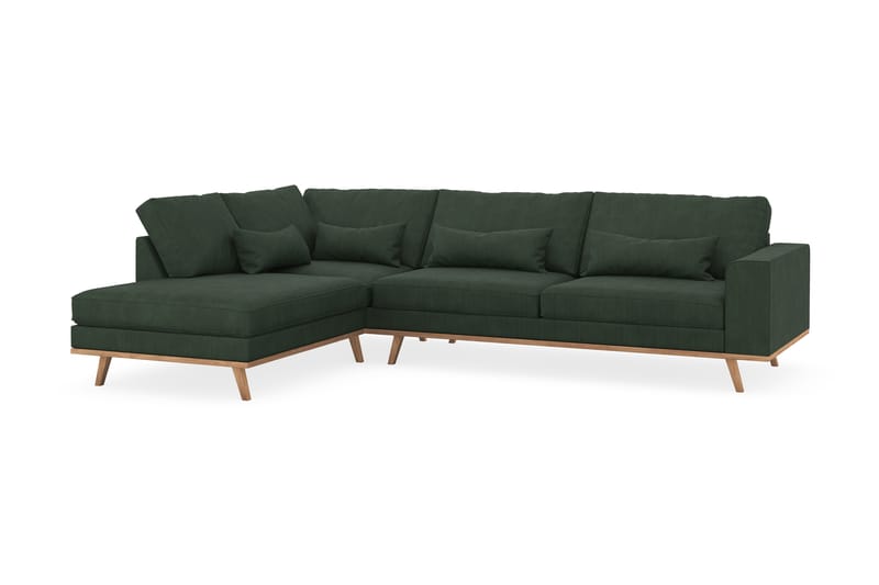Copenhagen 4-seters Venstrevendt L-formet Sjeselongsofa i Manchester - Mørk grønn - Møbler - Sofaer - Sofa med sjeselong
