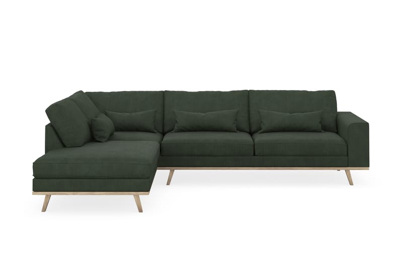 Copenhagen 4-seters Venstrevendt L-formet Sjeselongsofa i Manchester - Mørk grønn - Møbler - Sofaer - Sofa med sjeselong