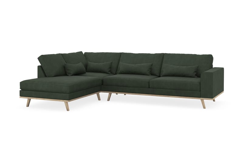 Copenhagen 4-seters Venstrevendt L-formet Sjeselongsofa i Manchester - Mørk grønn - Møbler - Sofaer - Sofa med sjeselong