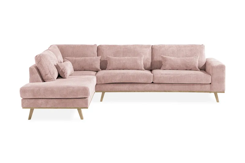 Copenhagen 4-seters Venstrevendt L-formet Sjeselongsofa i Manchester - Rosa - Møbler - Sofaer - Sofa med sjeselong