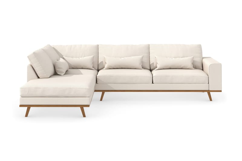Copenhagen 4-seters Venstrevendt L-formet Sjeselongsofa i Stoff, Beige