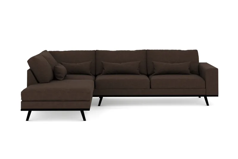 Copenhagen 4-seters Venstrevendt L-formet Sjeselongsofa i Stoff - Brun - Møbler - Sofaer - Sofa med sjeselong