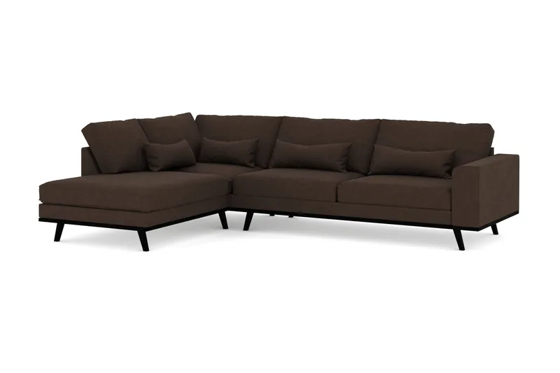 Copenhagen 4-seters Venstrevendt L-formet Sjeselongsofa i Stoff - Brun - Møbler - Sofaer - Sofa med sjeselong