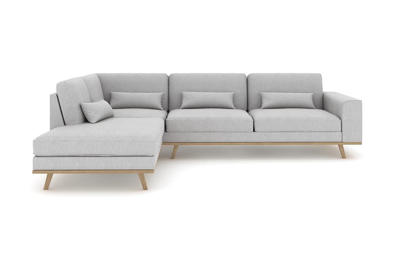 Copenhagen 4-seters Venstrevendt L-formet Sjeselongsofa i Stoff - Grå - Møbler - Sofaer - Sofa med sjeselong