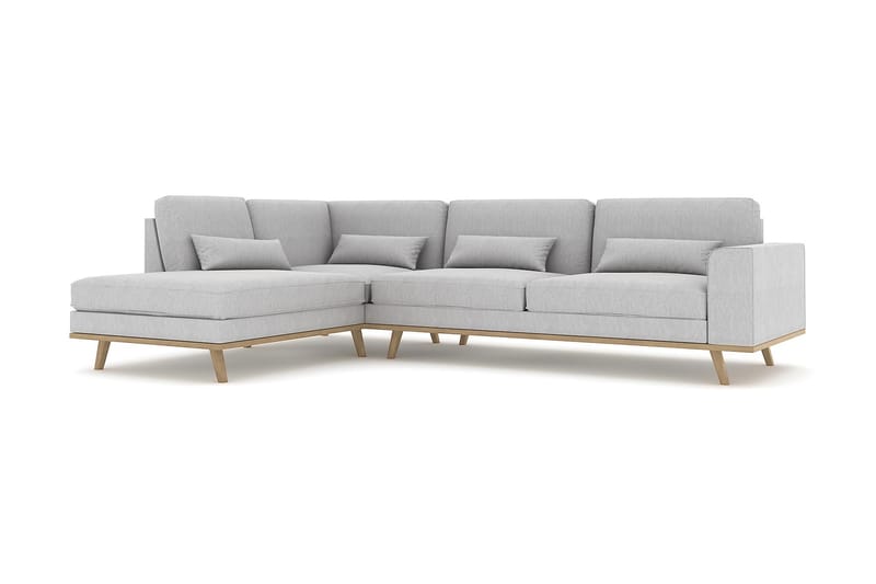 Copenhagen 4-seters Venstrevendt L-formet Sjeselongsofa i Stoff - Grå - Møbler - Sofaer - Sofa med sjeselong