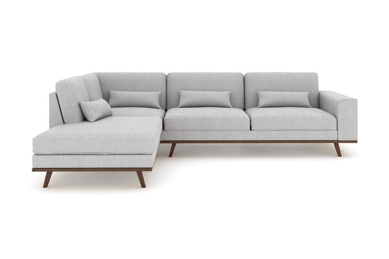 Copenhagen 4-seters Venstrevendt L-formet Sjeselongsofa i Stoff - Grå - Møbler - Sofaer - Sofa med sjeselong