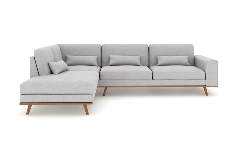 Copenhagen 4-seters Venstrevendt L-formet Sjeselongsofa i Stoff - Grå - Møbler - Sofaer - Sofa med sjeselong
