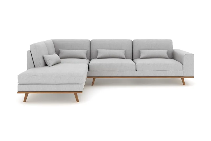 Copenhagen 4-seters Venstrevendt L-formet Sjeselongsofa i Stoff - Grå - Møbler - Sofaer - Sofa med sjeselong