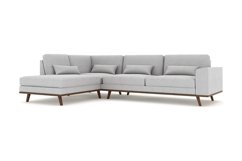 Copenhagen 4-seters Venstrevendt L-formet Sjeselongsofa i Stoff - Grå - Møbler - Sofaer - Sofa med sjeselong