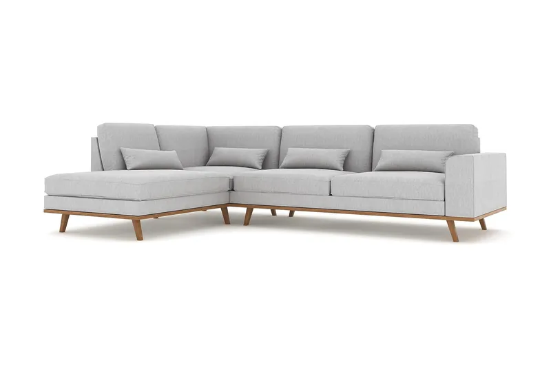 Copenhagen 4-seters Venstrevendt L-formet Sjeselongsofa i Stoff - Grå - Møbler - Sofaer - Sofa med sjeselong