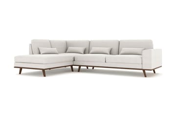 Copenhagen 4-seters Venstrevendt L-formet Sjeselongsofa i Stoff - Lys grå - Møbler - Sofaer - Sofa med sjeselong