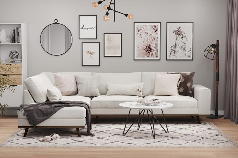Copenhagen 4-seters Venstrevendt L-formet Sjeselongsofa i Stoff - Lys grå - Møbler - Sofaer - Sofa med sjeselong