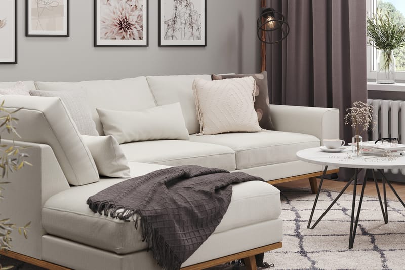 Copenhagen 4-seters Venstrevendt L-formet Sjeselongsofa i Stoff - Lys grå - Møbler - Sofaer - Sofa med sjeselong