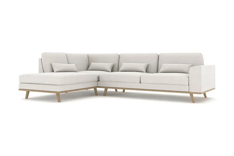 Copenhagen 4-seters Venstrevendt L-formet Sjeselongsofa i Stoff - Lys grå - Møbler - Sofaer - Sofa med sjeselong