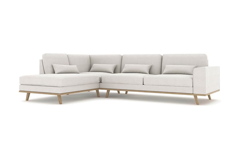 Copenhagen 4-seters Venstrevendt L-formet Sjeselongsofa i Stoff - Lys grå - Møbler - Sofaer - Sofa med sjeselong