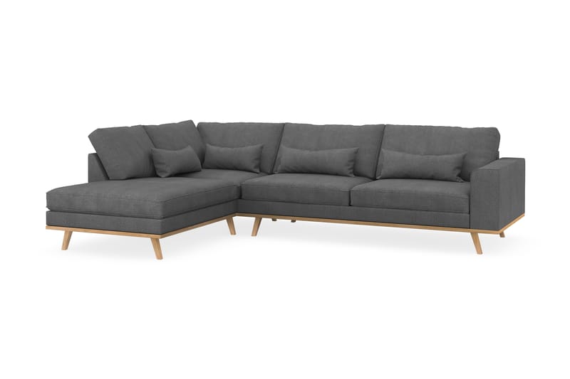 Copenhagen 4-seters Venstrevendt L-formet Sjeselongsofa i Stoff - Mørk grå - Møbler - Sofaer - Sofa med sjeselong