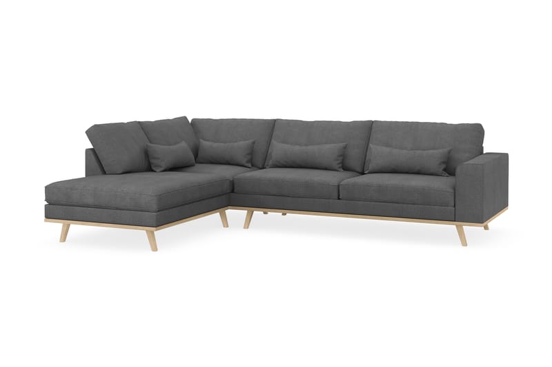 Copenhagen 4-seters Venstrevendt L-formet Sjeselongsofa i Stoff - Mørk grå - Møbler - Sofaer - Sofa med sjeselong