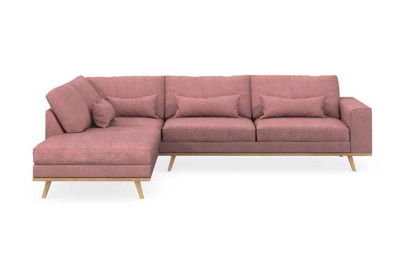 Copenhagen 4-seters Venstrevendt L-formet Sjeselongsofa i Stoff - Rosa - Møbler - Sofaer - Sofa med sjeselong
