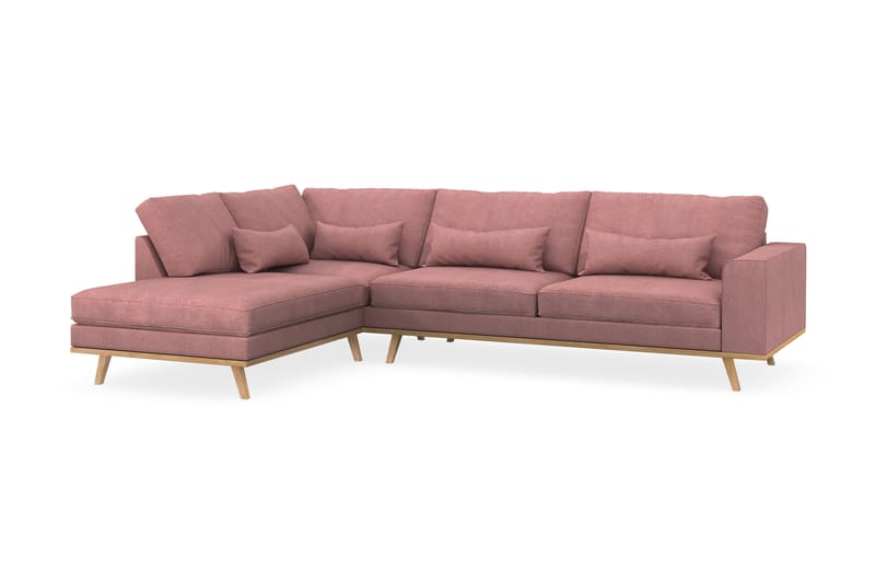 Copenhagen 4-seters Venstrevendt L-formet Sjeselongsofa i Stoff - Rosa - Møbler - Sofaer - Sofa med sjeselong