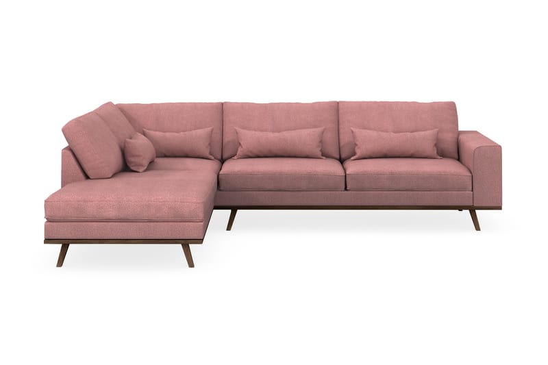 Copenhagen 4-seters Venstrevendt L-formet Sjeselongsofa i Stoff - Rosa - Møbler - Sofaer - Sofa med sjeselong