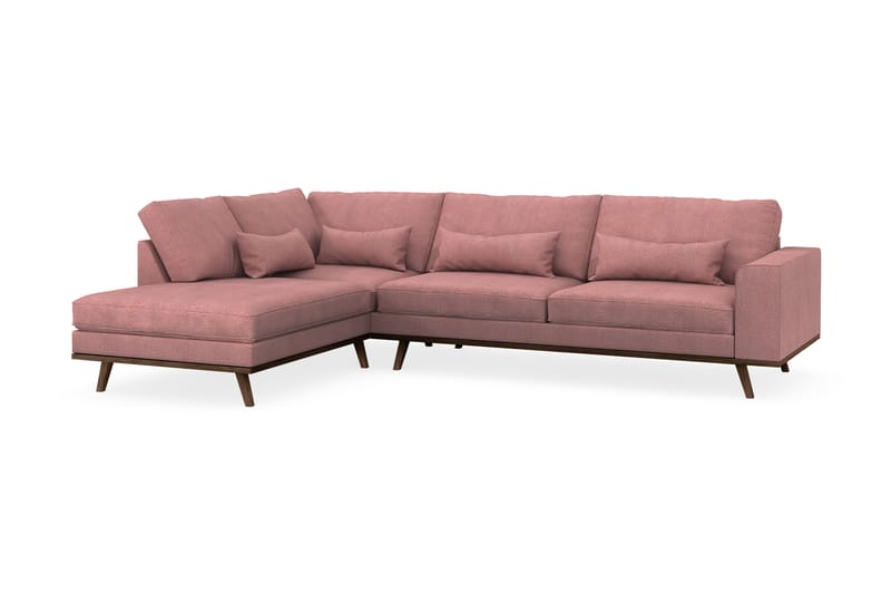 Copenhagen 4-seters Venstrevendt L-formet Sjeselongsofa i Stoff - Rosa - Møbler - Sofaer - Sofa med sjeselong