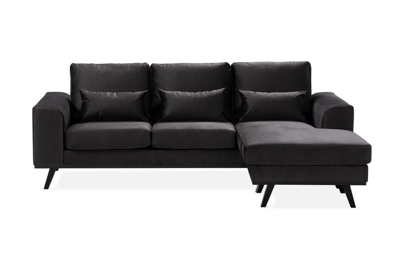 Copenhagen Compact 3-seters Vendbar L-formet Divansofa i Fløyel - Mørk grå - Møbler - Sofaer - Sofa med sjeselong