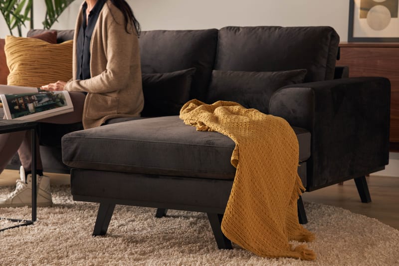 Copenhagen Compact 3-seters Vendbar L-formet Divansofa i Fløyel - Mørk grå - Møbler - Sofaer - Sofa med sjeselong