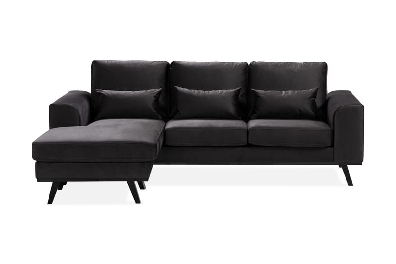 Copenhagen Compact 3-seters Vendbar L-formet Divansofa i Fløyel - Mørk grå - Møbler - Sofaer - Sofa med sjeselong