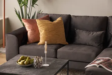 Copenhagen Compact 3-seters Vendbar L-formet Divansofa i Fløyel - Mørk grå - Møbler - Sofaer - Sofa med sjeselong