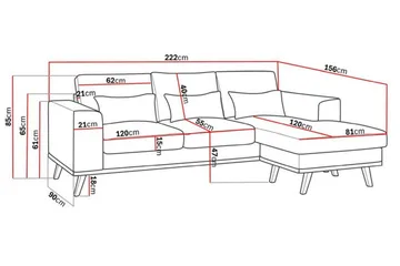 Copenhagen Compact 3-seters Vendbar L-formet Divansofa i Fløyel - Mørk grå - Møbler - Sofaer - Sofa med sjeselong